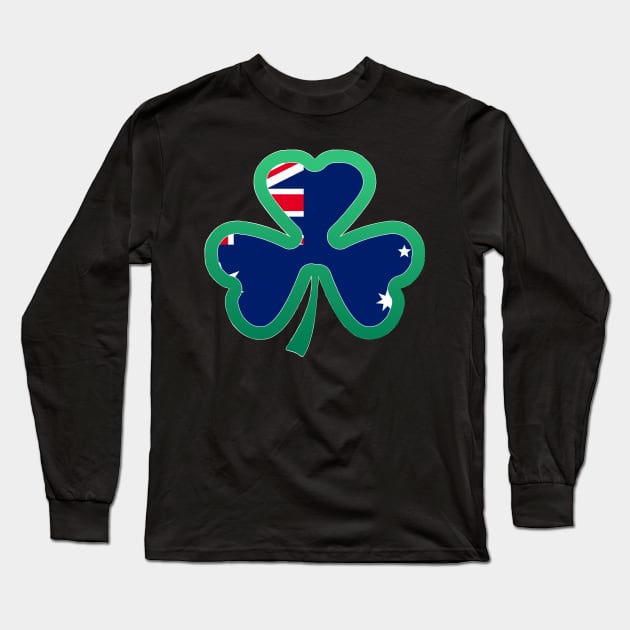 Australian Flag for st patricks day, Irish Shamrock Long Sleeve T-Shirt by Myteeshirts